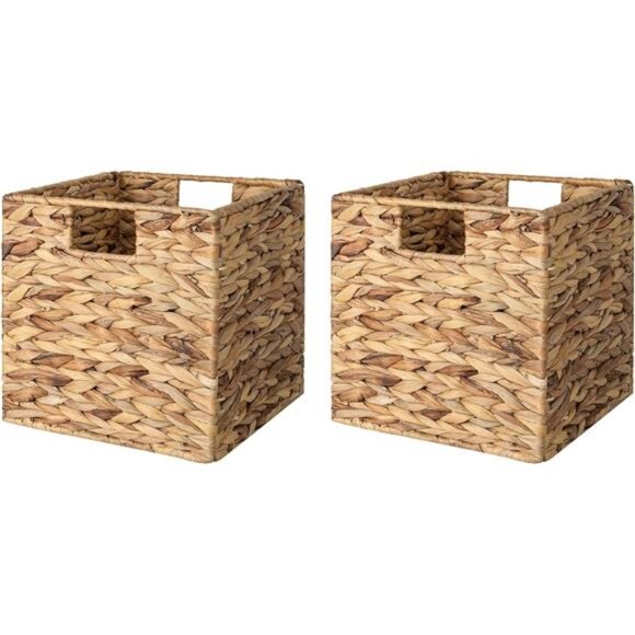 Wicker Baskets for Storage with Liners, Water Hyacinth Storage Baskets - Picture 1 of 7